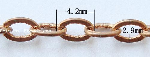 Messing ovale Kette, plattiert, Oval-Kette, keine, frei von Kadmium, 4.2x2.9x0.5mm, 100m/Strang, verkauft von Strang