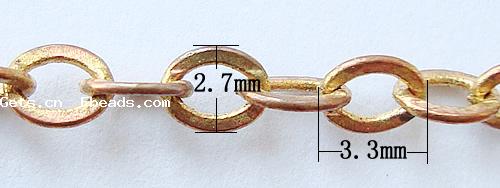 Messing ovale Kette, plattiert, Oval-Kette, keine, frei von Kadmium, 2.7x3.3x0.5mm, 100m/Strang, verkauft von Strang