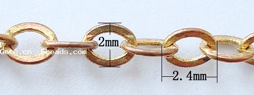 Messing ovale Kette, plattiert, Oval-Kette, keine, frei von Kadmium, 2.4x2x0.6mm, 100m/Strang, verkauft von Strang