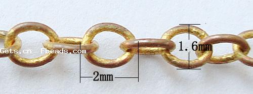 Messing ovale Kette, plattiert, Oval-Kette, keine, frei von Kadmium, 2x1.6x0.4mm, 100m/Strang, verkauft von Strang