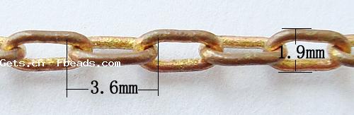 Messing ovale Kette, plattiert, Oval-Kette, keine, frei von Kadmium, 3.6x1.9x0.4mm, 100m/Strang, verkauft von Strang