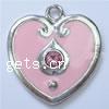 Zinc Alloy Enamel Pendants, Heart, plated, with rhinestone Approx 1mm 