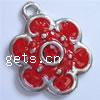 Zinc Alloy Enamel Pendants, Flower, plated, 6 petal & with rhinestone Approx 1mm 