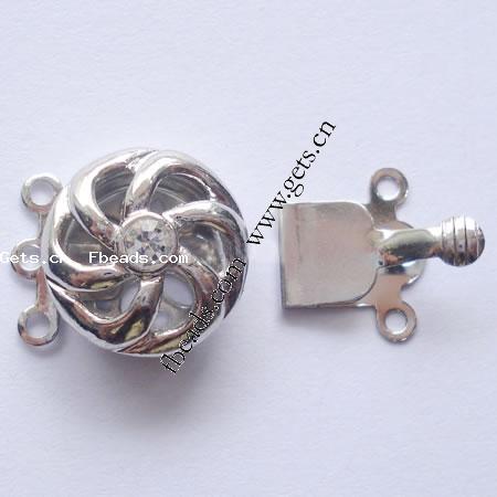 Cierre de Aleación de Zinc para Caja, Flor, chapado, 3-aro & con diamantes de imitación de Mideast, más colores para la opción, libre de níquel, 14x20x8mm, Vendido por UD