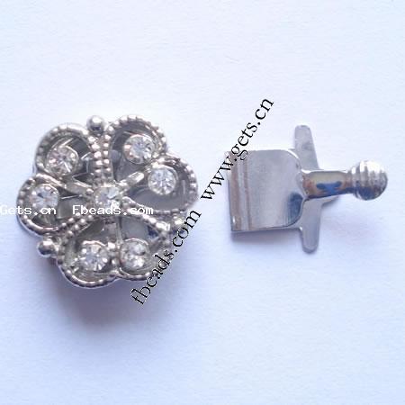 fermoir de boîte en alliage zinc, alliage de zinc, fleur, Plaquage normal, avec les strass de Moyen-Orient & à un fil, plus de couleurs à choisir, sans nickel, 20x15x7mm, Trou:Environ 1mm, Vendu par PC