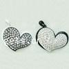 Zinc Alloy Heart Pendants, painted, with rhinestone 