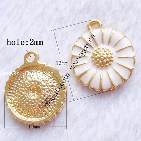 Zinc Alloy Enamel Pendants, Flower, plated, more colors for choice, nickel free, 13x10mm, Hole:Approx 2mm, Sold By PC