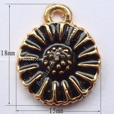 Zinc Alloy Enamel Pendants, Flower, plated, more colors for choice, nickel free, 18x15mm, Sold By PC