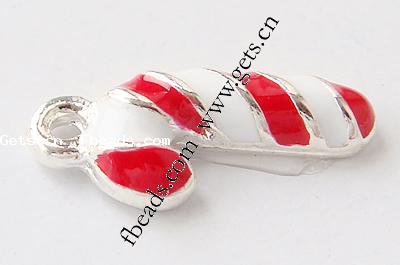 Zinc Alloy Christmas Pendants, Christmas Candy Cane, plated, Christmas jewelry & enamel, more colors for choice, 18.5x8.5x3mm, Hole:Approx 2mm, 1000PCs/Bag, Sold By Bag