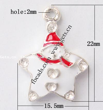 Zinc Alloy Christmas Pendants, Snowman, plated, Christmas jewelry & enamel, more colors for choice, 22x15.5x3.5mm, Hole:Approx 2mm, Sold By PC