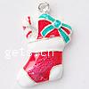 Zinc Alloy Christmas Pendants, Christmas Sock, plated, Christmas jewelry & enamel Approx 2mm 