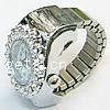 Anillos de Reloj, aleación de zinc, con Vidrio, Redondo aplanado, chapado en color de platina, con diamantes de imitación, 19mm, tamaño:8, Vendido por UD