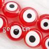 Evil Eye Lampwork Beads, Flat Round, single-sided 8mm .5-14 Inch 