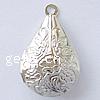 Brass Locket Pendants, Teardrop, plated, with flower pattern Approx 2mm, Inner Approx 