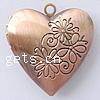 Brass Locket Pendants, Heart, plated, with flower pattern Approx 2mm, Inner Approx 