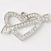 Zinc Alloy Heart Pendants, plated, with rhinestone Approx 2mm 