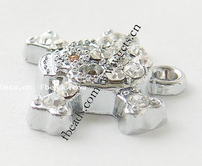 Zinc Alloy Skull Pendants, plated, with rhinestone, more colors for choice, 18x13x4mm, Hole:Approx 2mm, Sold By PC