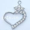 Zinc Alloy Heart Pendants, plated, with rhinestone Approx 2mm 