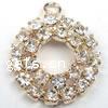 Zinc Alloy Rhinestone Pendants, Donut, gold color plated, with rhinestone, cadmium free 