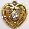 Zinc Alloy Heart Pendants, plated, with rhinestone, original color, cadmium free 