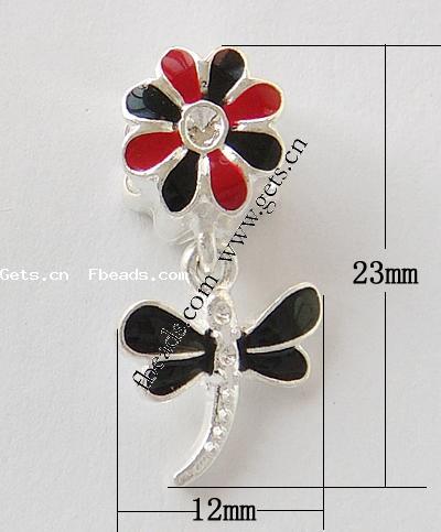 Zink Legierung Europa Anhänger, Zinklegierung, Blume, plattiert, Emaille, keine, 23x12x8mm, Bohrung:ca. 5.5mm, verkauft von PC