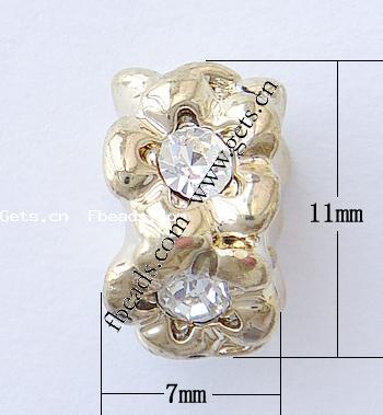 grano Europeo de aleación Zinc con diamante, aleación de zinc, Tambor, chapado, sin rosca & con diamantes de imitación, más colores para la opción, 11x11x7mm, agujero:aproximado 4mm, Vendido por UD