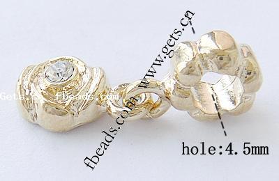 Zink Legierung Europa Anhänger, Zinklegierung, Blume, plattiert, ohne troll & mit Strass, keine, 24x8.5x4mm, Bohrung:ca. 4.5mm, verkauft von PC