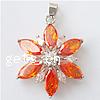 Pendentifs en laiton zircon cubique (CZ), fleur, facettes Environ 4mm, Vendu par PC