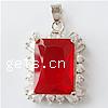 Pendentifs en laiton zircon cubique (CZ), rectangle, facettes Environ 9.5mm, Vendu par PC