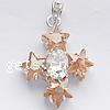 Pendentifs en laiton zircon cubique (CZ), fleur, facettes Environ 5mm, Vendu par PC