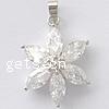 Pendentifs en laiton zircon cubique (CZ), fleur, facettes Environ 5mm, Vendu par PC