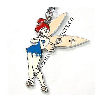 Pendentifs en forme de personnage en alliage de Zinc, ange, Placage, émail & avec strass, plus de couleurs à choisir, 58x43x2mm, Vendu par PC