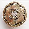 Rhinestone Zinc Alloy Beads, Flat Round, plated 