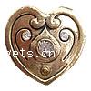 Rhinestone Zinc Alloy Beads, Heart, plated 