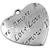 Zinc Alloy Heart Pendants, plated cadmium free Approx 2mm, Approx 