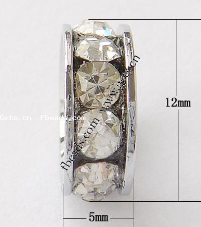 Rondelle Strass Spacer, Messing, plattiert, mit Strass, keine, 12x5mm, Bohrung:ca. 6mm, verkauft von PC