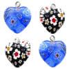 Pendentifs Verre Millefiori , fer, coeur, Placage, plus de couleurs à choisir Vendu par PC