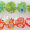 Millefiori Glass Beads, Heart .5 Inch 