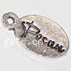 Zinc Alloy Message Pendants, Oval, plated 