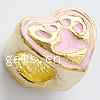 Enamel Zinc Alloy European Beads, Heart, plated, large hole Approx 5mm 