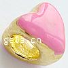 Enamel Zinc Alloy European Beads, Heart, plated, large hole Approx 4mm 