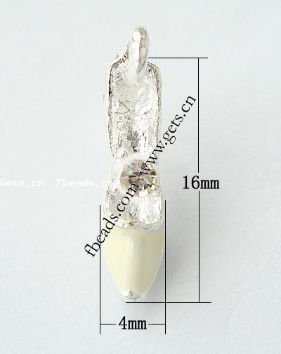 Zinklegierung Schuhe Anhänger, mit Emaille, plattiert, Emaille, keine, frei von Nickel, 16x4mm, Bohrung:ca. 2mm, verkauft von PC