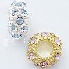 Rhinestone European Beads, with Zinc Alloy, Rondelle, plated cadmium free Approx 5mm 