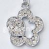 Zinc Alloy Flower Pendants, plated, 5 petal & with rhinestone, nickel, lead & cadmium free Approx 4mm 