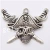 Zinc Alloy Skull Pendants, plated nickel, lead & cadmium free Approx 3mm, Approx 