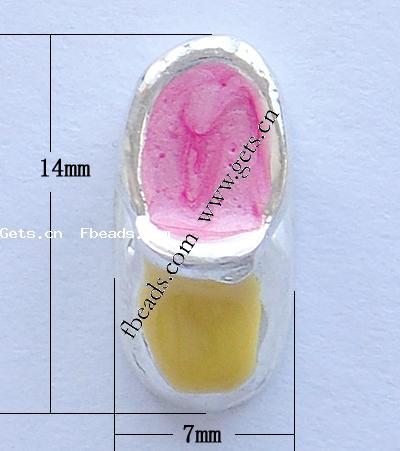 Emaille Zink Legierung Europa Perlen, Zinklegierung, Schuhe, plattiert, ohne troll & großes Loch, keine, frei von Nickel, Blei & Kadmium, 14x7x9mm, Bohrung:ca. 4.2-4.5mm, verkauft von PC