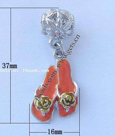 Zinc Alloy European Pendants, Shoes, plated, without troll & enamel, more colors for choice, nickel, lead & cadmium free, 37x16x9mm, Hole:Approx 5mm, Sold By PC