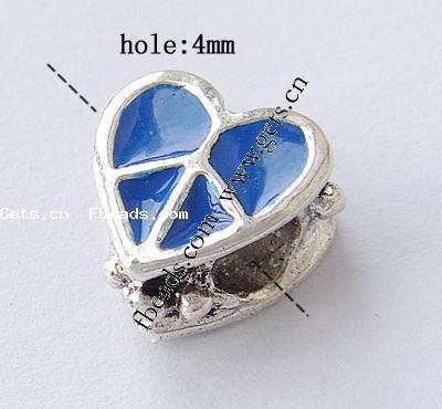 Gota de Europeo de aleación de zinc con esmalte, Corazón, chapado, sin rosca & agujero largo, más colores para la opción, 12x12x6.5mm, agujero:aproximado 4mm, Vendido por UD