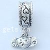 Zinc Alloy European Pendants, Heart, plated, without troll Approx 5mm 