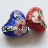 perles cloisonnées filigranées, cloisonne, coeur, avec le motif de fleurs Vendu par PC